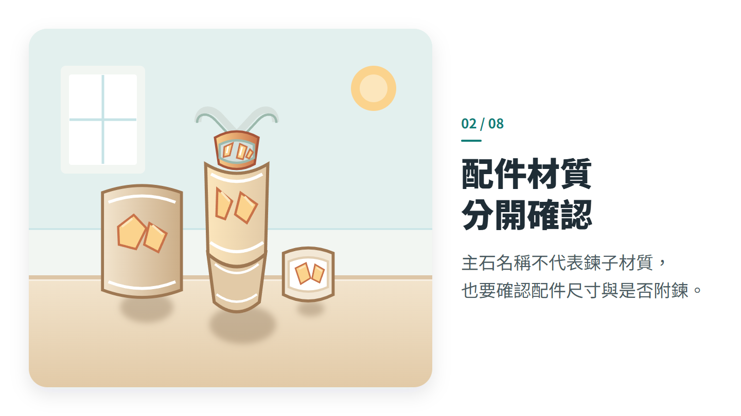 配件材質 分開確認